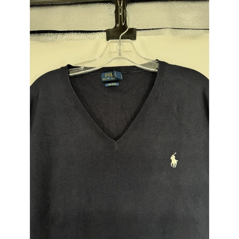 Polo Ralph Lauren Sweater Vest 3XL Big 3XB Navy Pima Cotton V Neck Sleeveless
